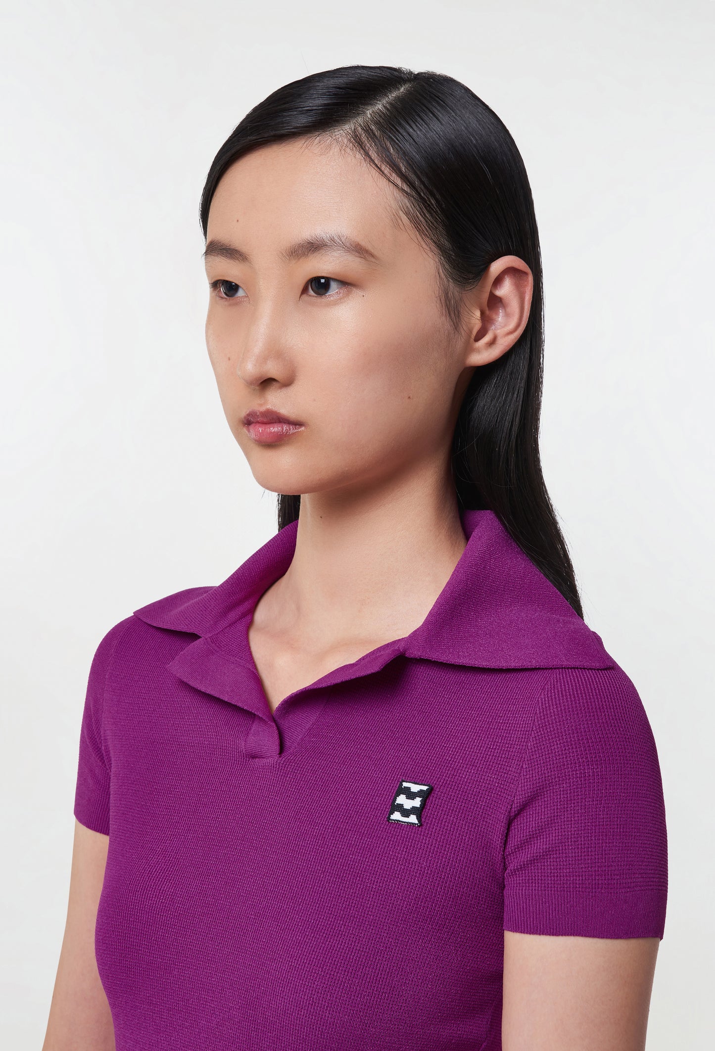 Knit fine waffle polo