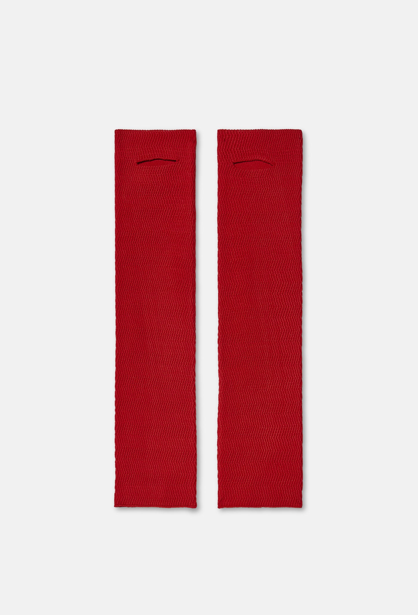 Geometric Rib-Knit Arm Warmer Gloves in Apple Red