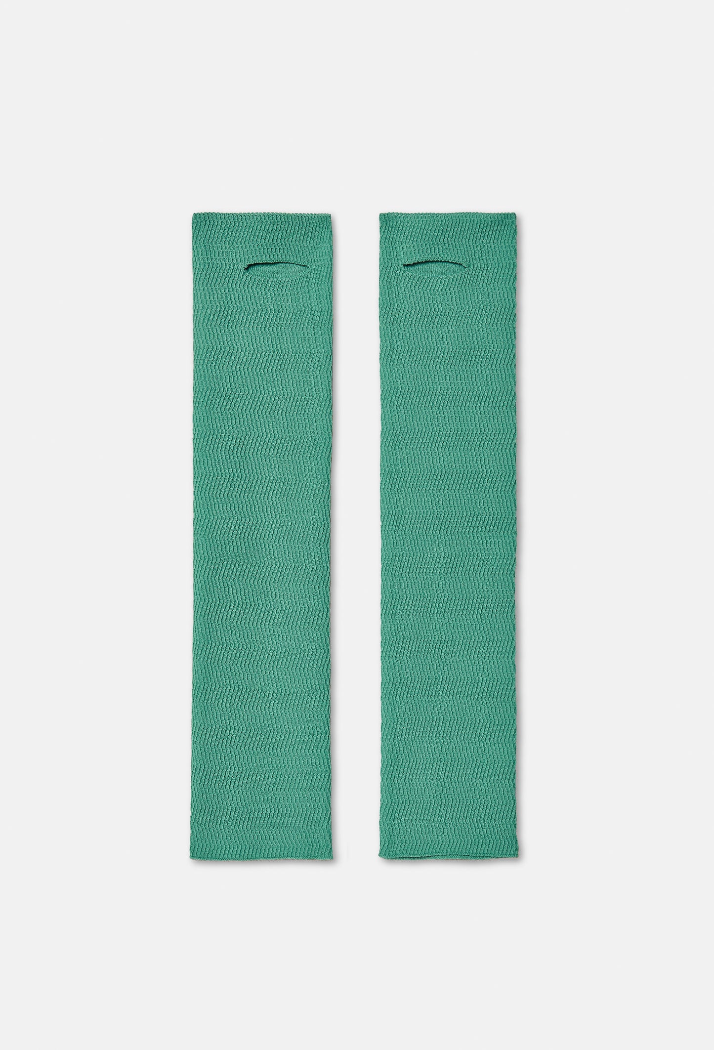 Geometric Rib-Knit Arm Warmer Gloves in Green