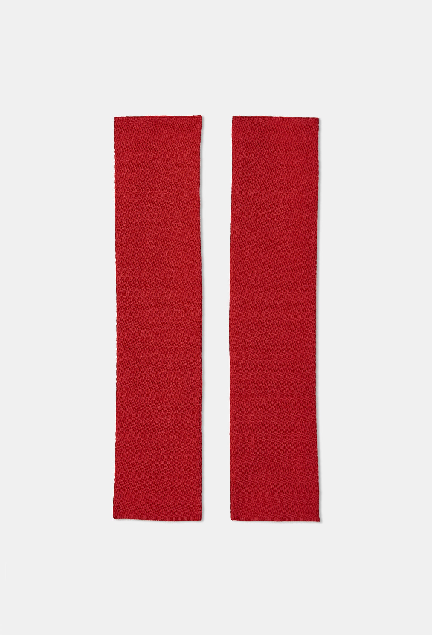Geometric Rib-Knit Leg Warmers in Apple Red