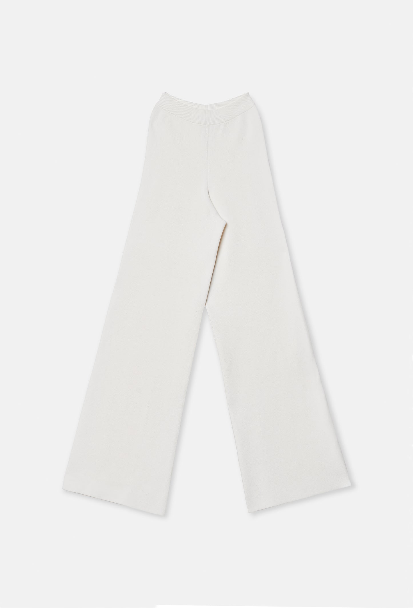 Knit High-Waist Trousers in White