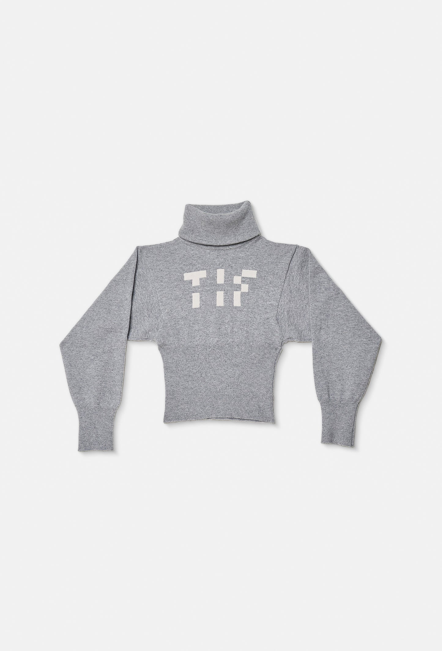 Knit TIF Turtleneck Top in Grey
