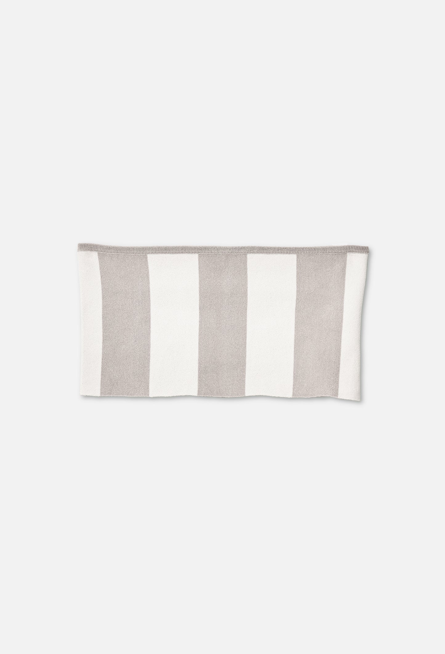 Knit Striped Bandeau Top in Silver and White