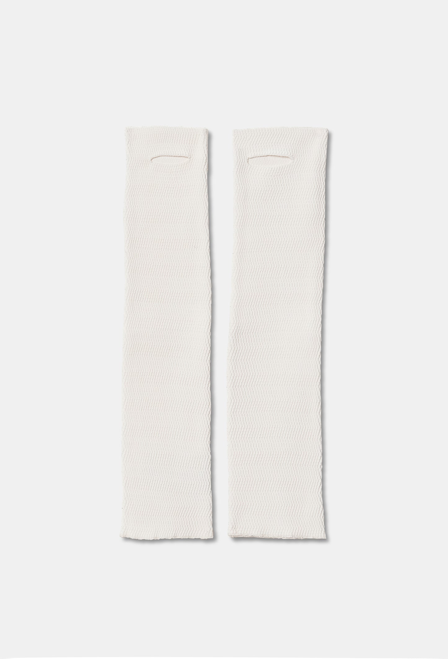 Geometric Rib-Knit Arm Warmer Gloves in White