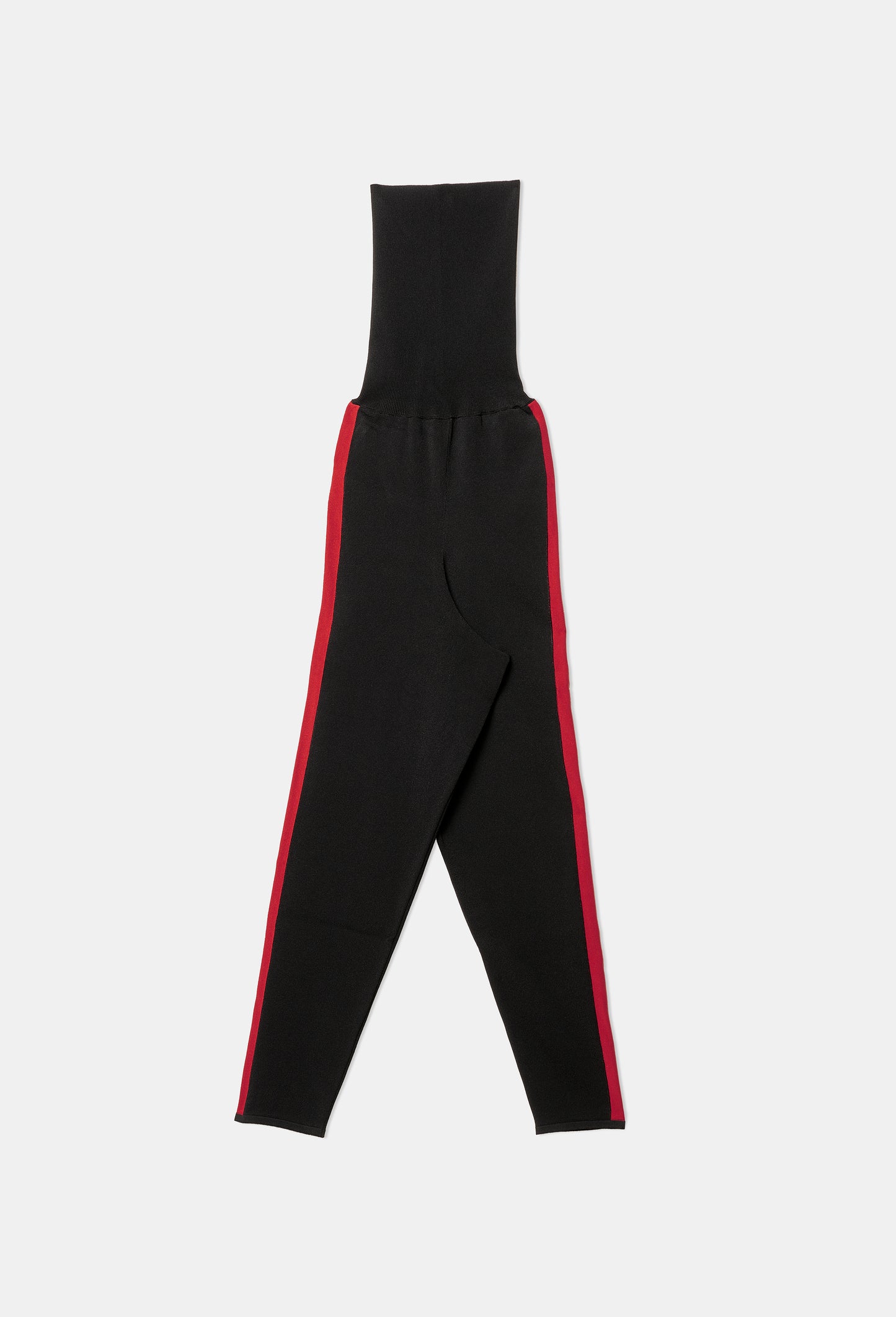 Knit Tube Jumpsuit in Black with Apple Red Side Band