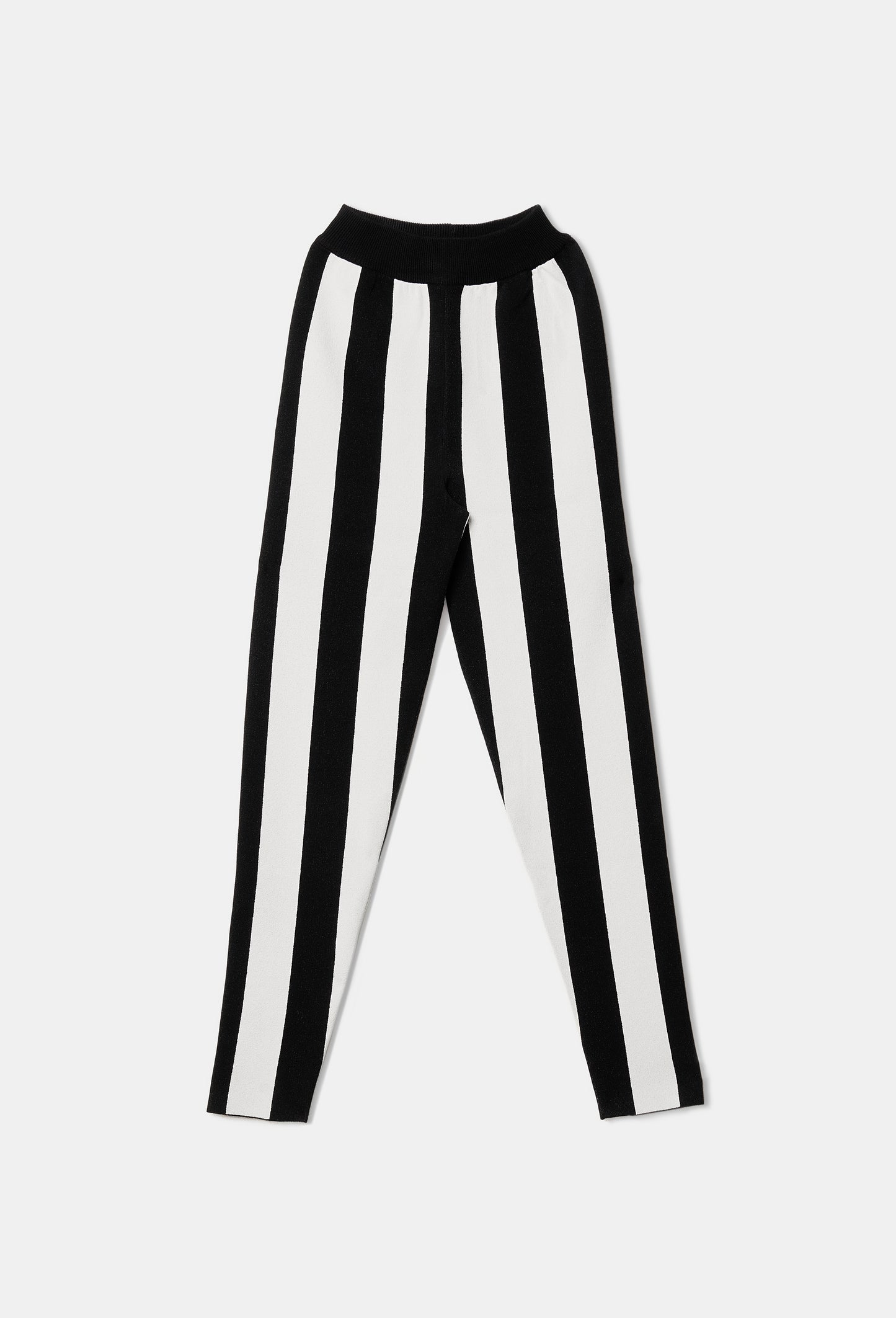 Knit Striped Leggings in Black and White
