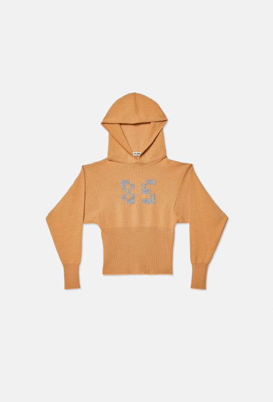 Knit 85 Hoodie Top in Camel