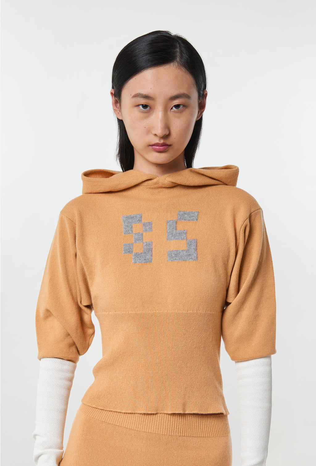 Knit 85 Hoodie Top in Camel