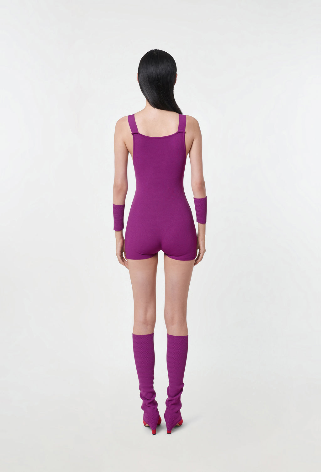 Fine Waffle-Knit Bodysuits in Cyclamen