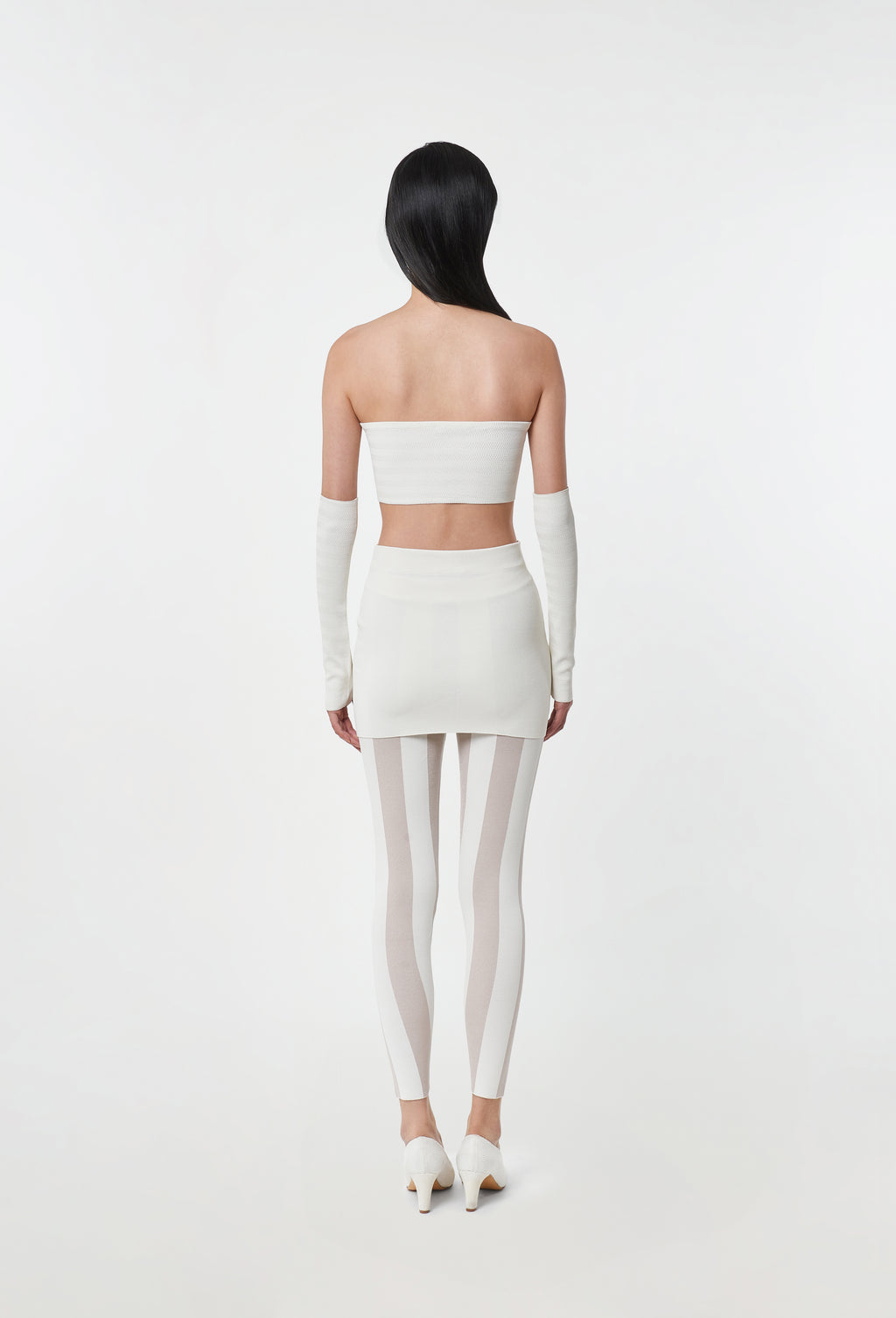 Fine Waffle-Knit Mini Skirt in White