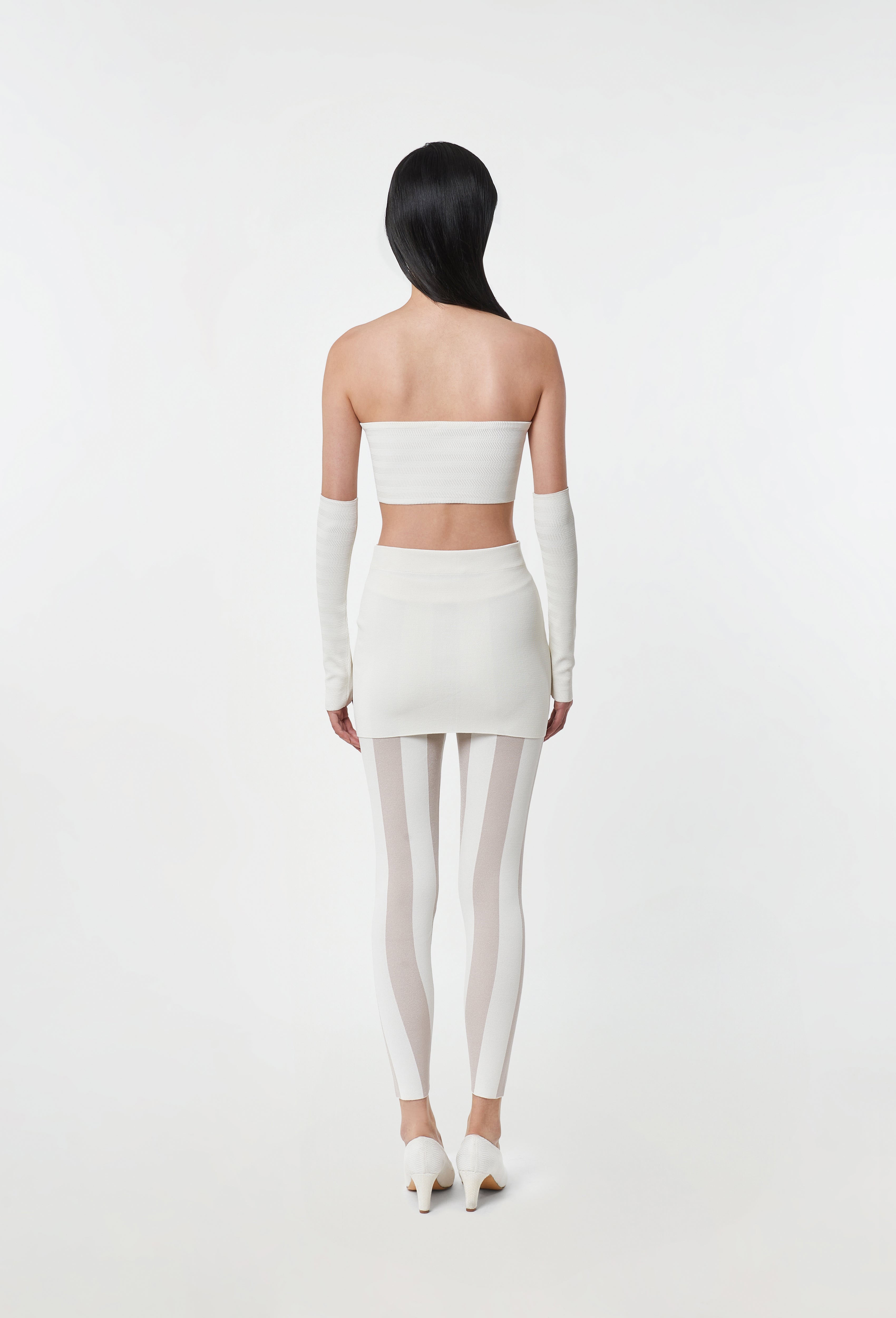 Fine Waffle-Knit Mini Skirt in White