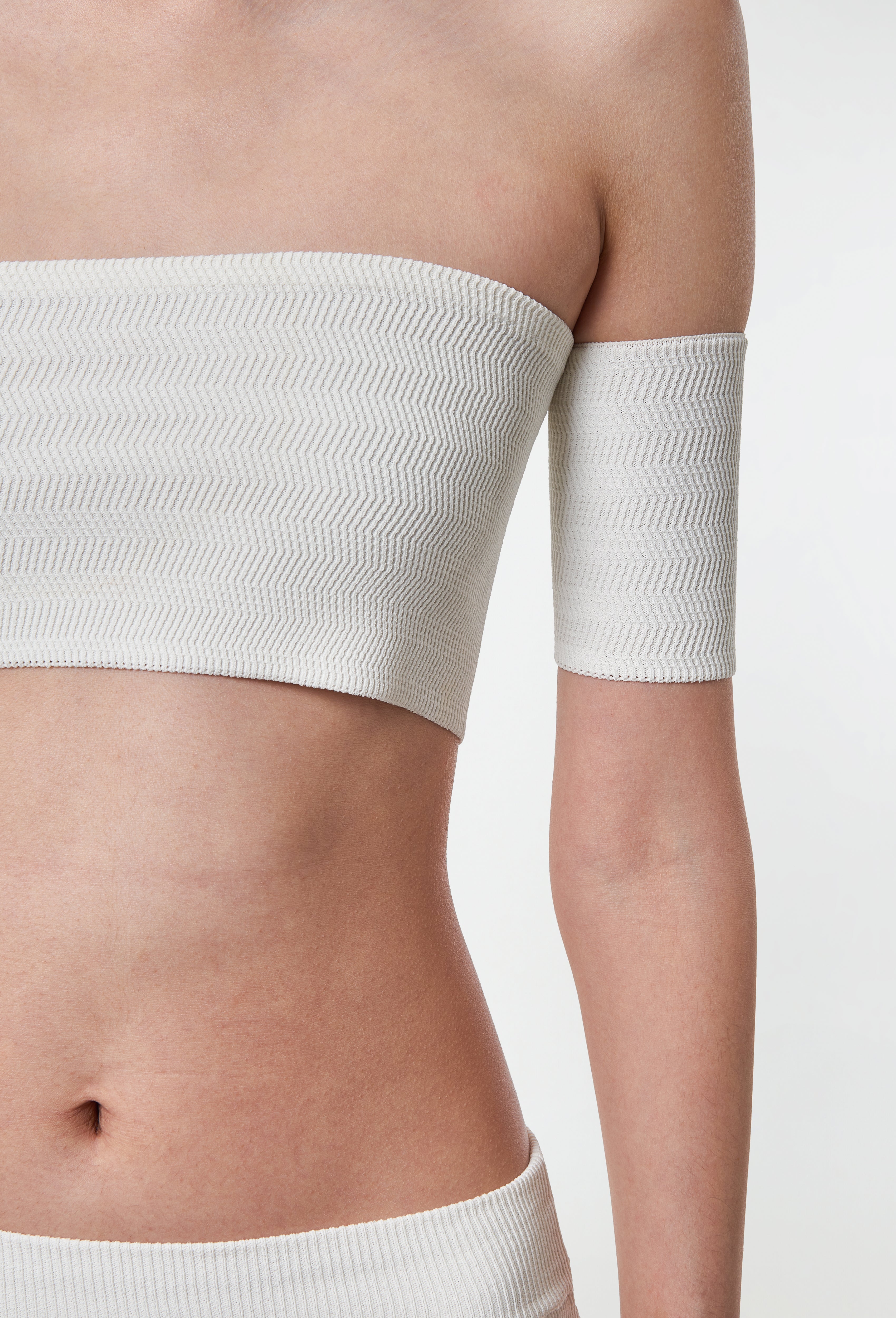 Geometric Rib-Knit Arm Cuffs in White