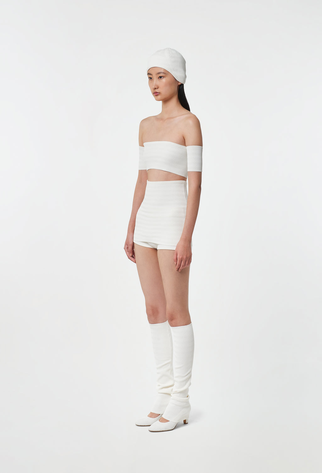 Geometric Rib-Knit Tube in White