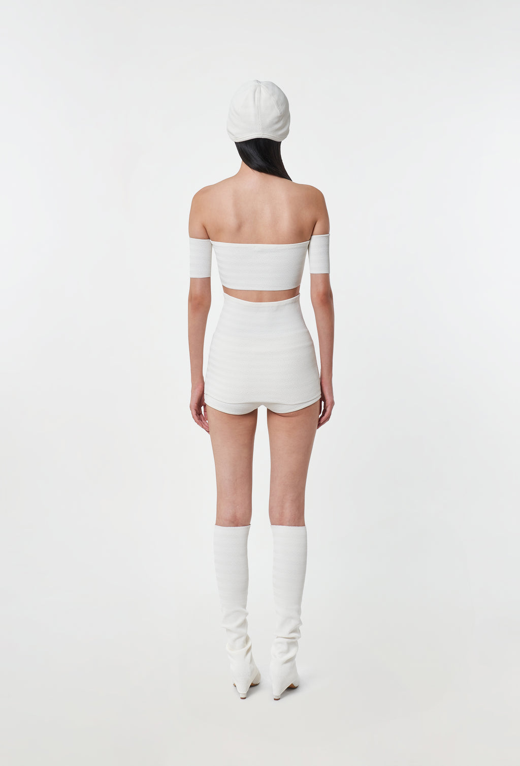 Geometric Rib-Knit Tube in White