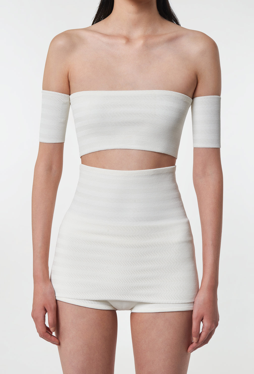Geometric Rib-Knit Tube in White