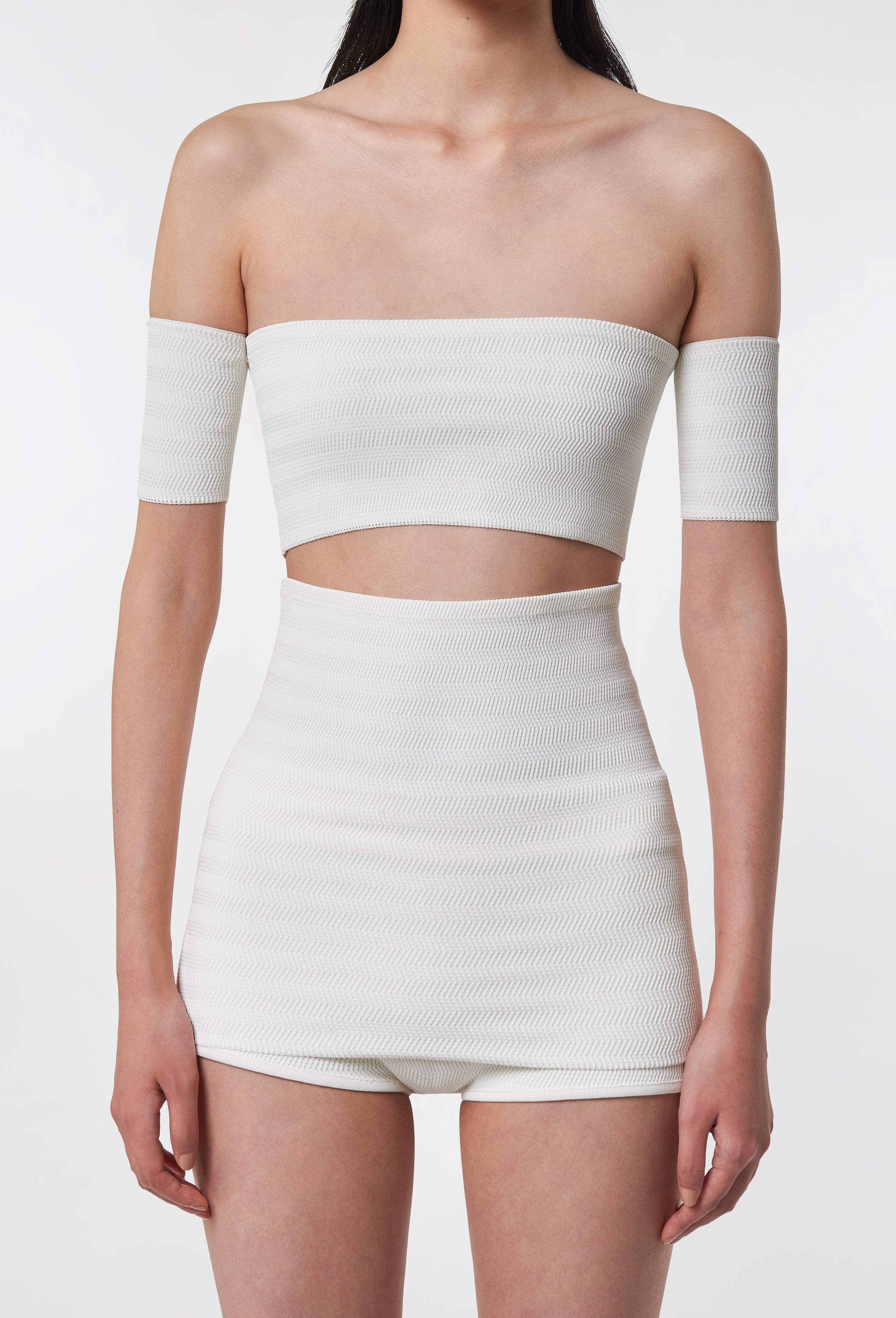 Geometric Rib-Knit Tube in White