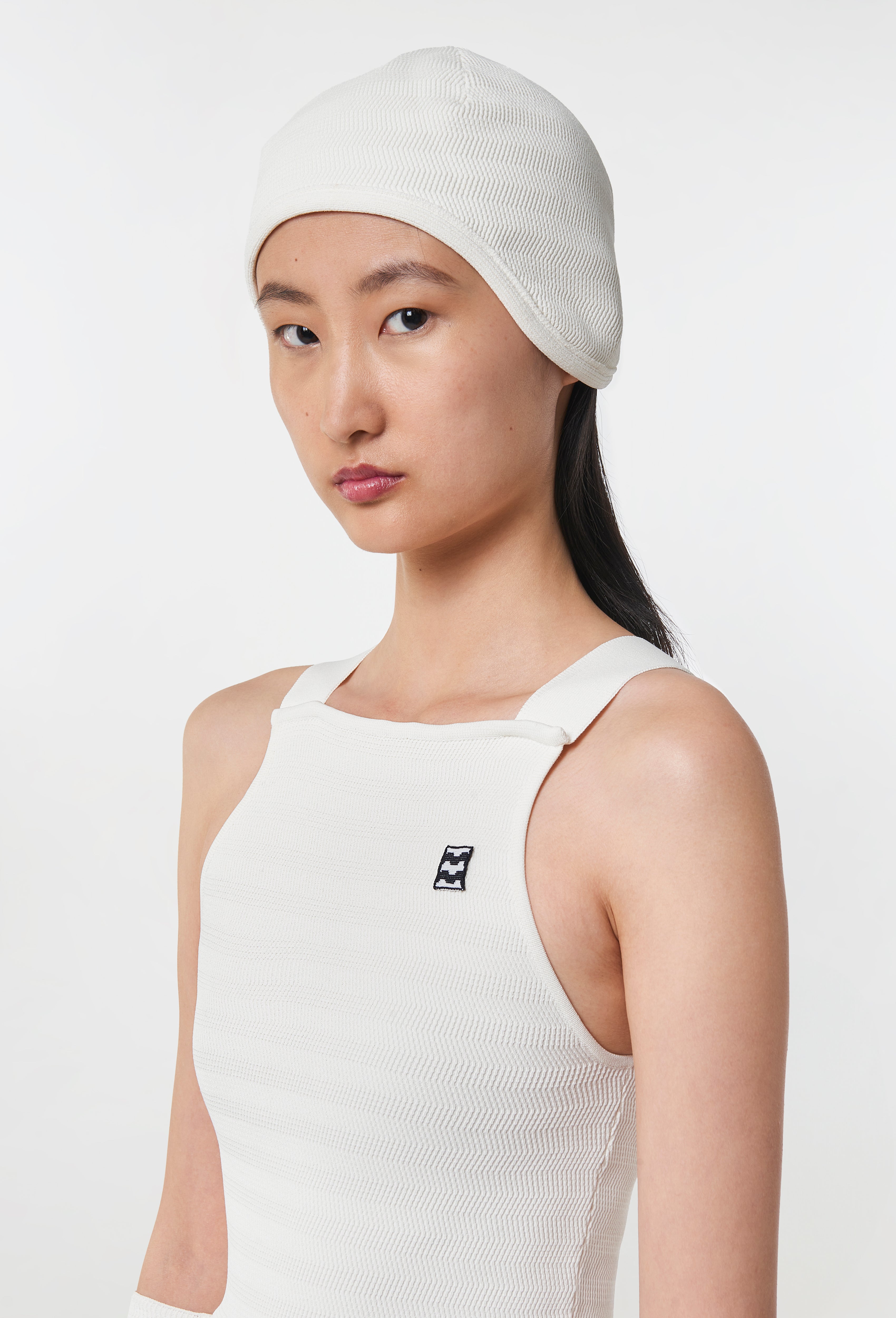 Geometric Rib-Knit Top in White