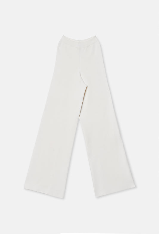 Knit High-Waist Trousers in White