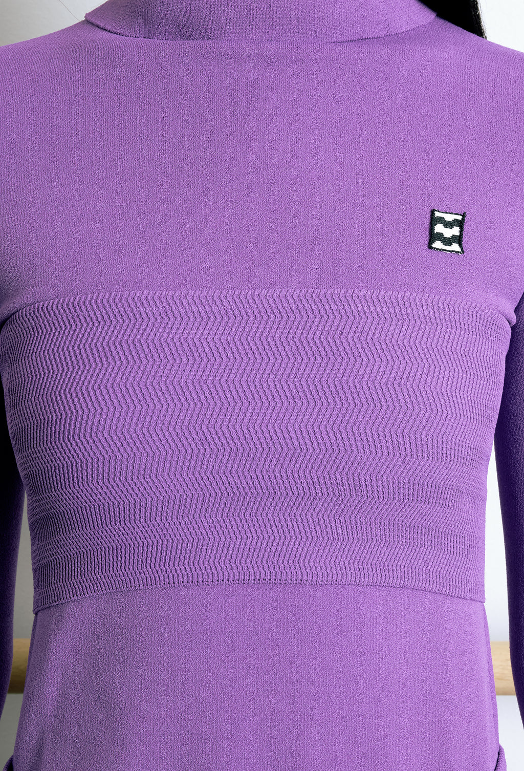 Geometric Rib-Knit Bandeau Top in Violet