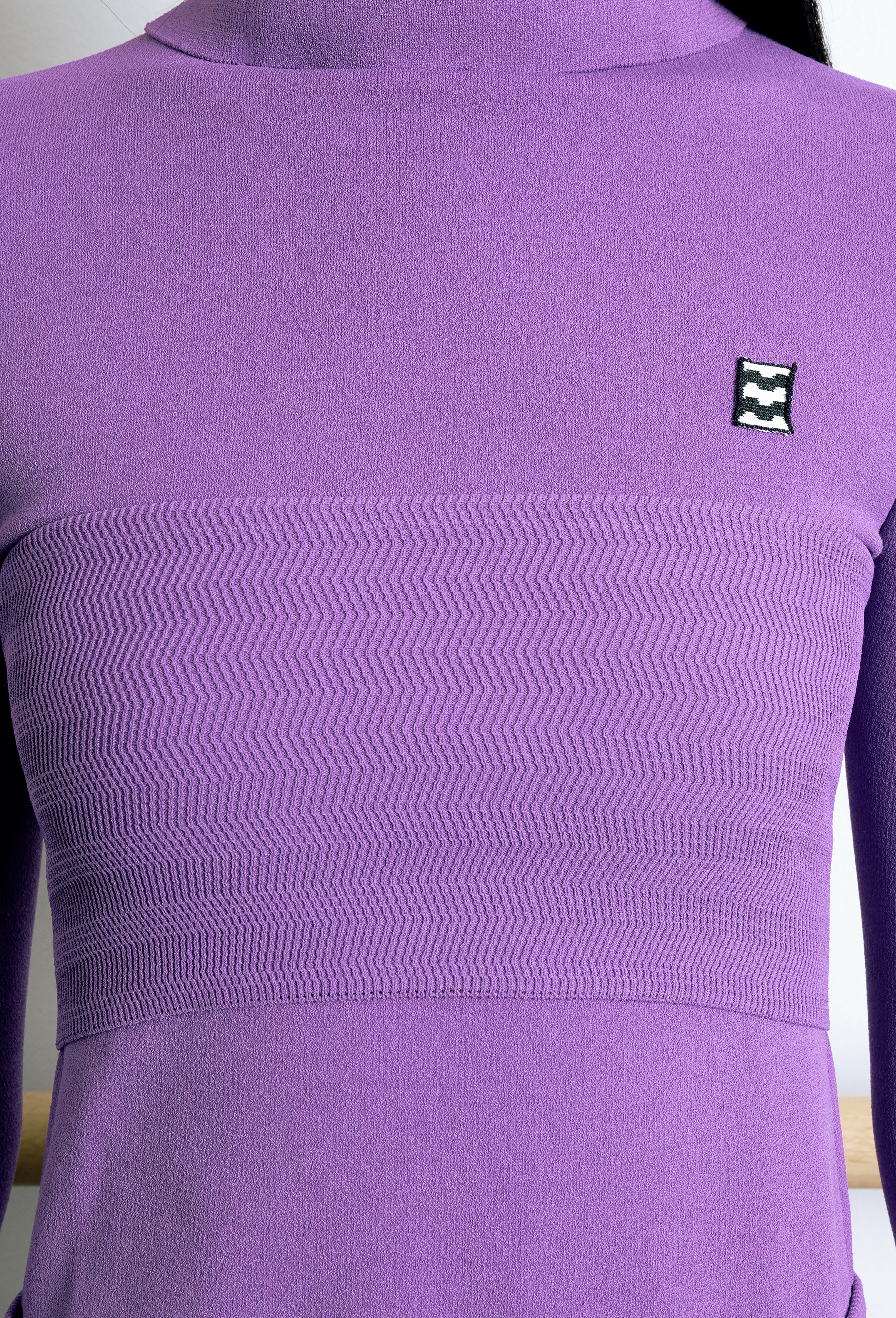 Geometric Rib-Knit Bandeau Top in Violet