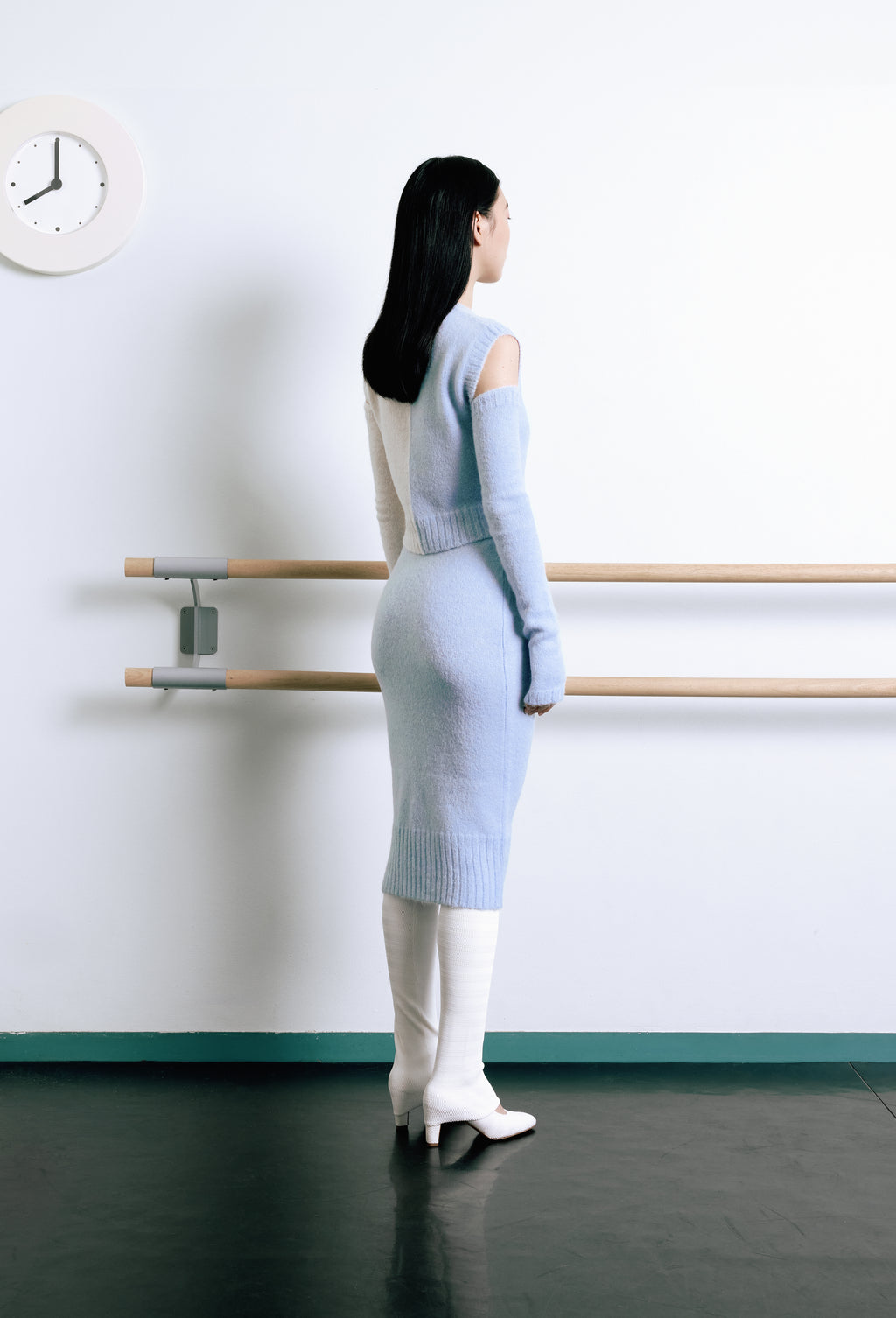 Knit Alpaca Midi Skirt in Tweedia blue