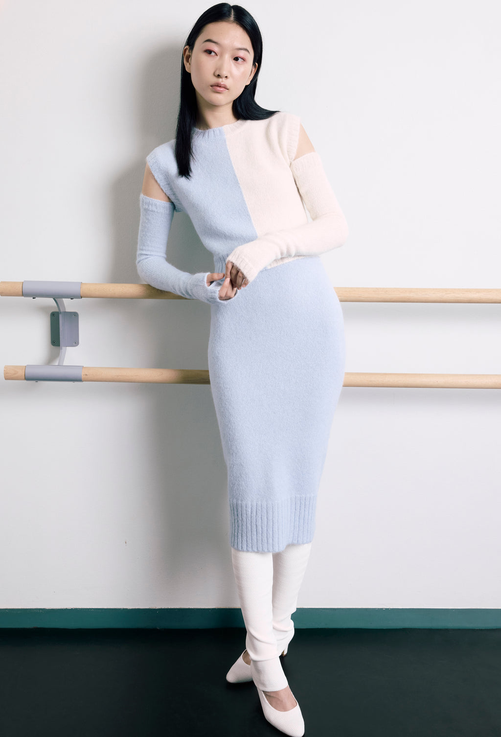 Knit Alpaca Midi Skirt in Tweedia blue