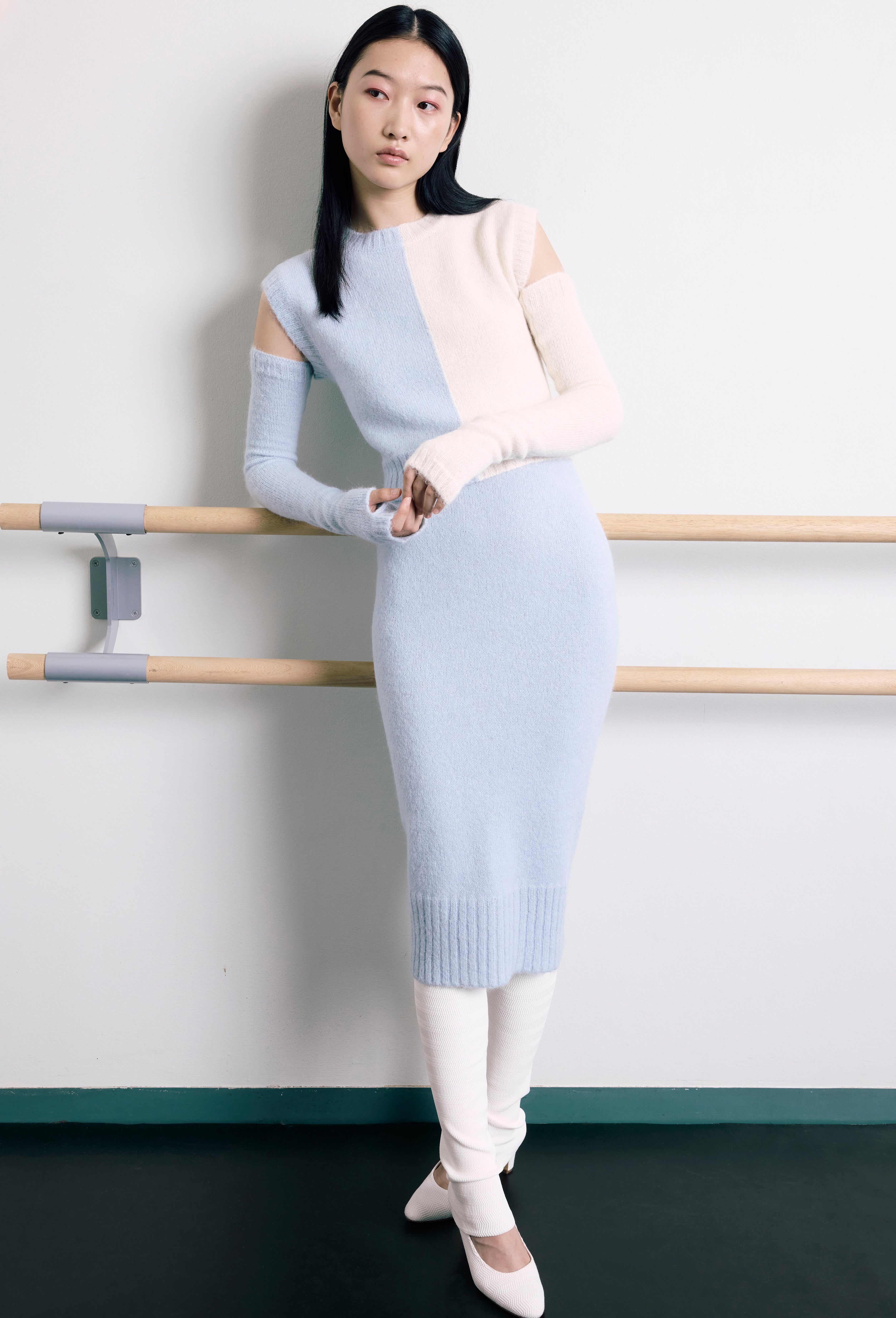 Knit Alpaca Midi Skirt in Tweedia blue