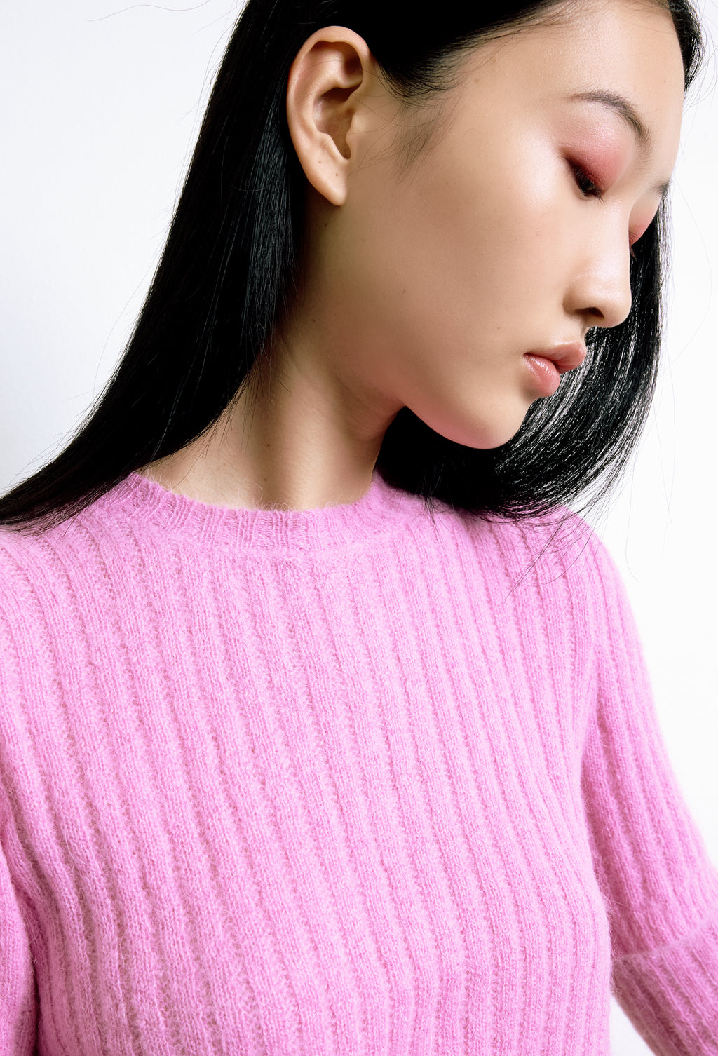 Knit Alpaca Top Sweater in Pink