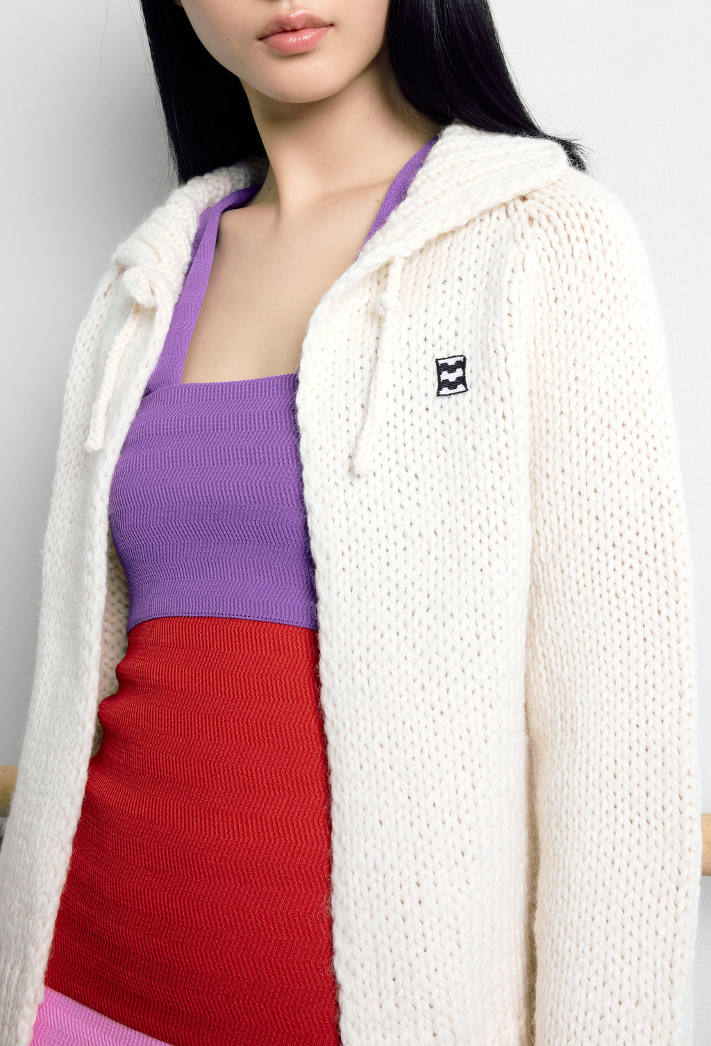 Hand-knit Cardigan in Calla white