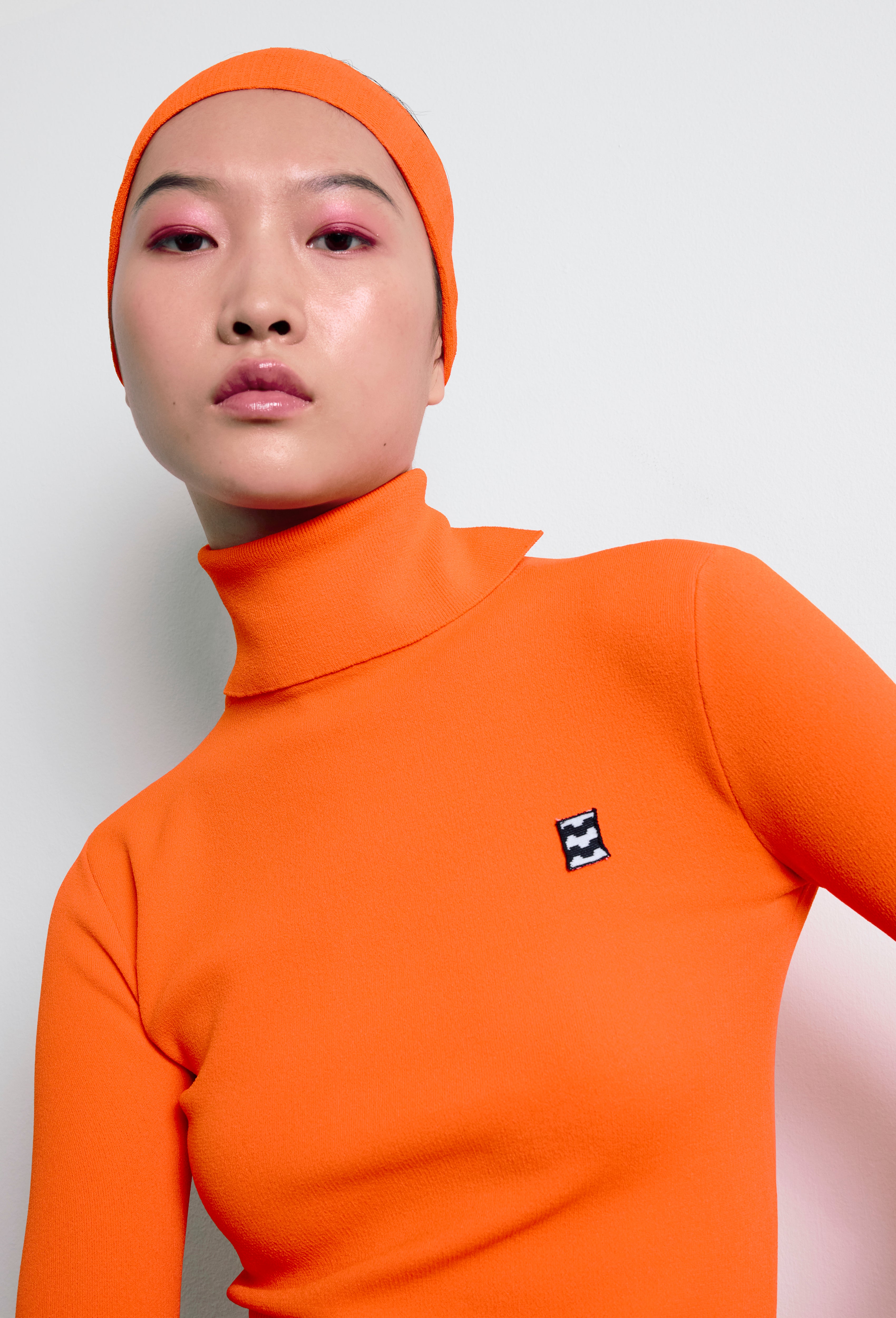 Knit Turtleneck Top in Orange