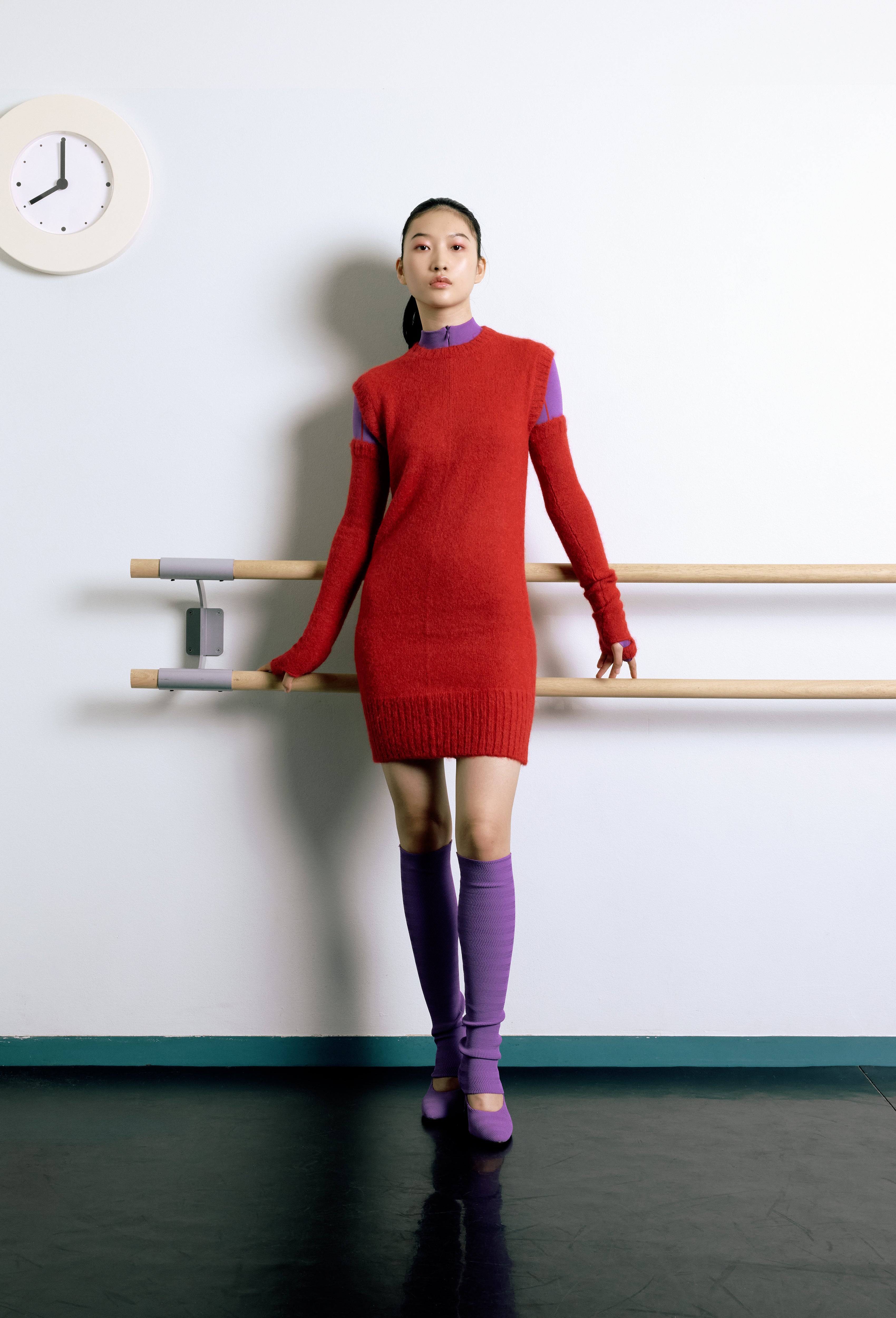 Knit Alpaca Arm warmer Gloves in Red