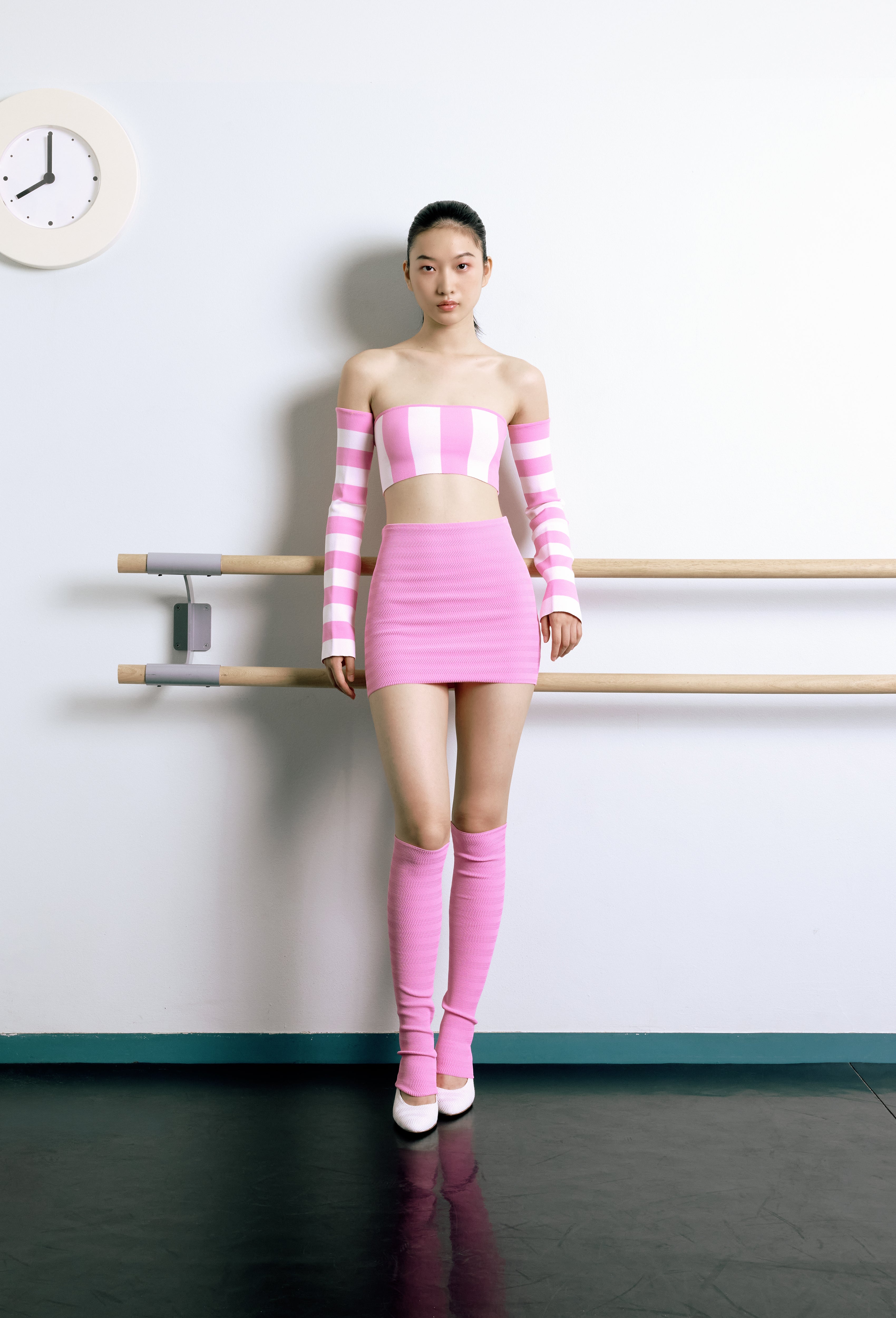 Geometric Rib-Knit Tube in Pink