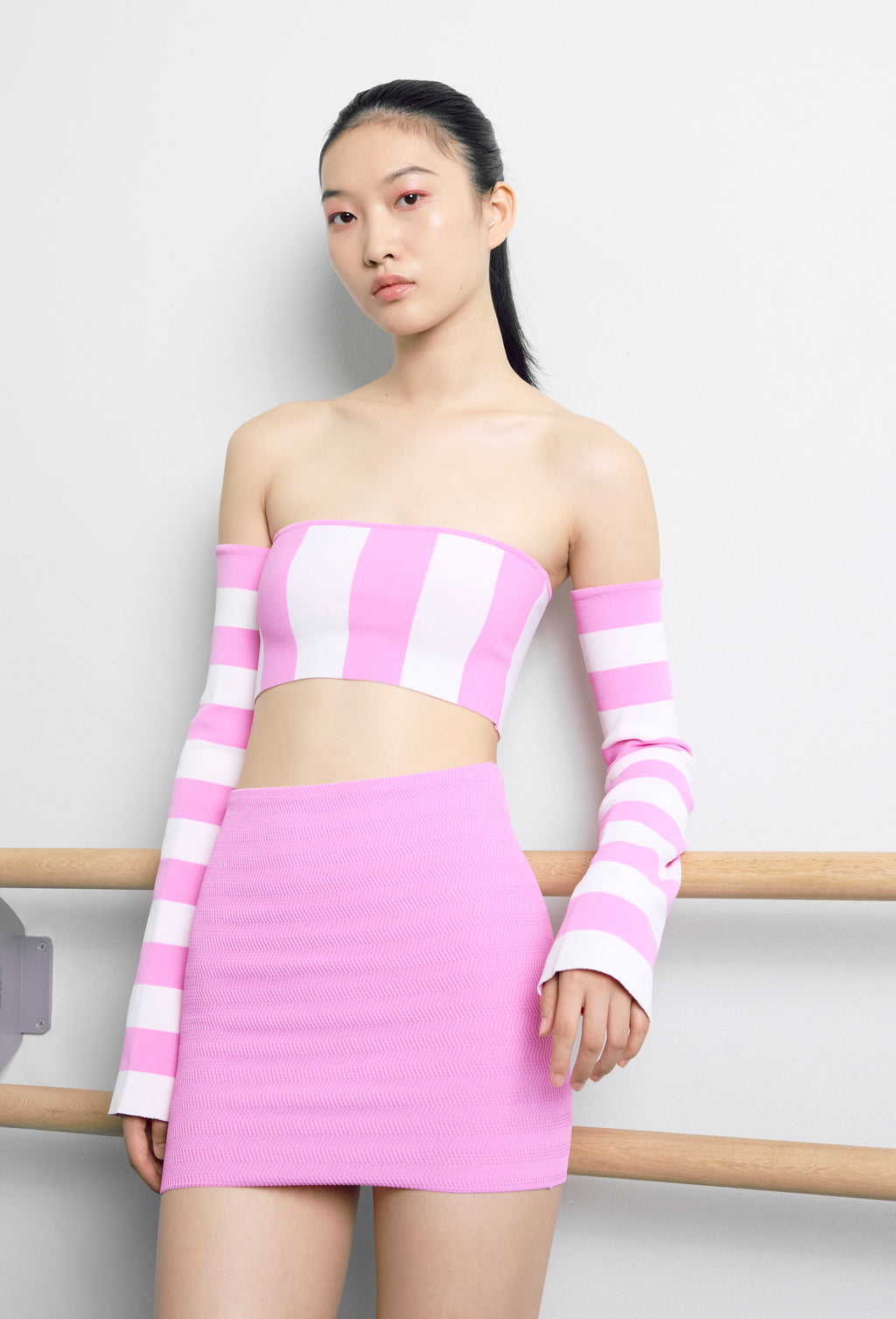 Geometric Rib-Knit Tube in Pink