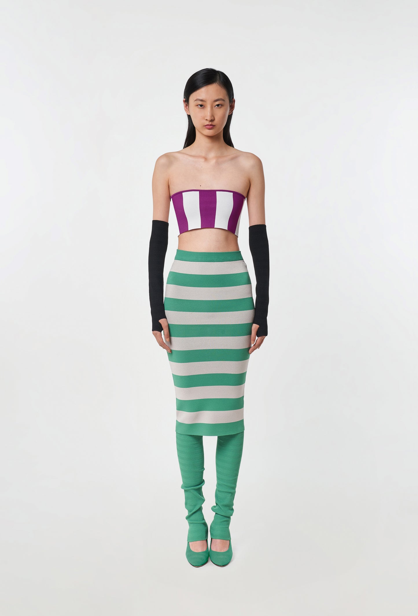 Knit stripe bandeau top