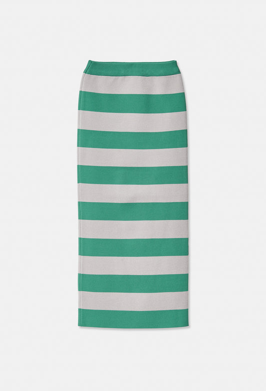 Knit stripe midi skirt