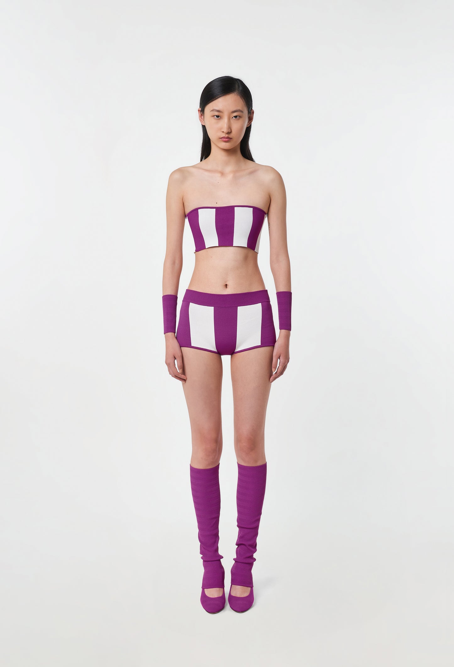 Knit stripe shorts