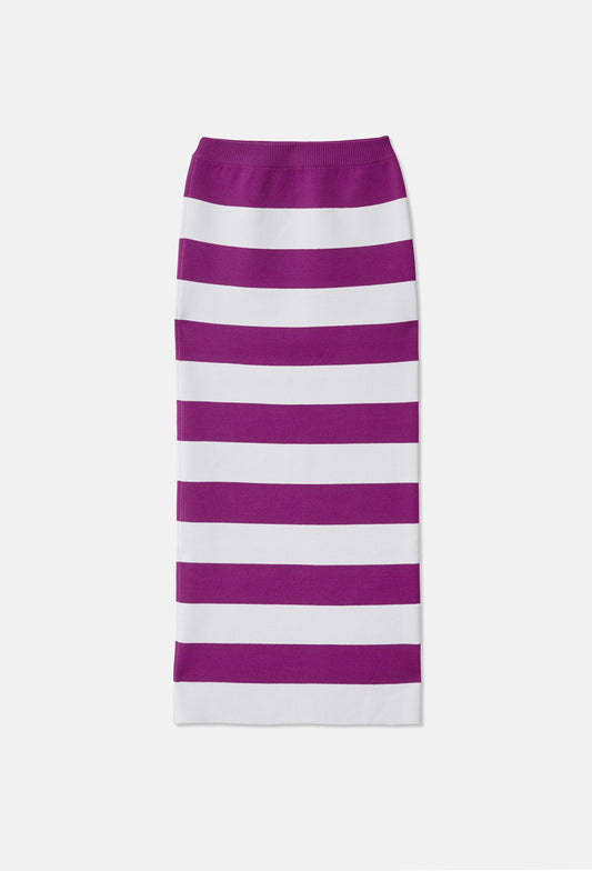 Knit stripe midi skirt