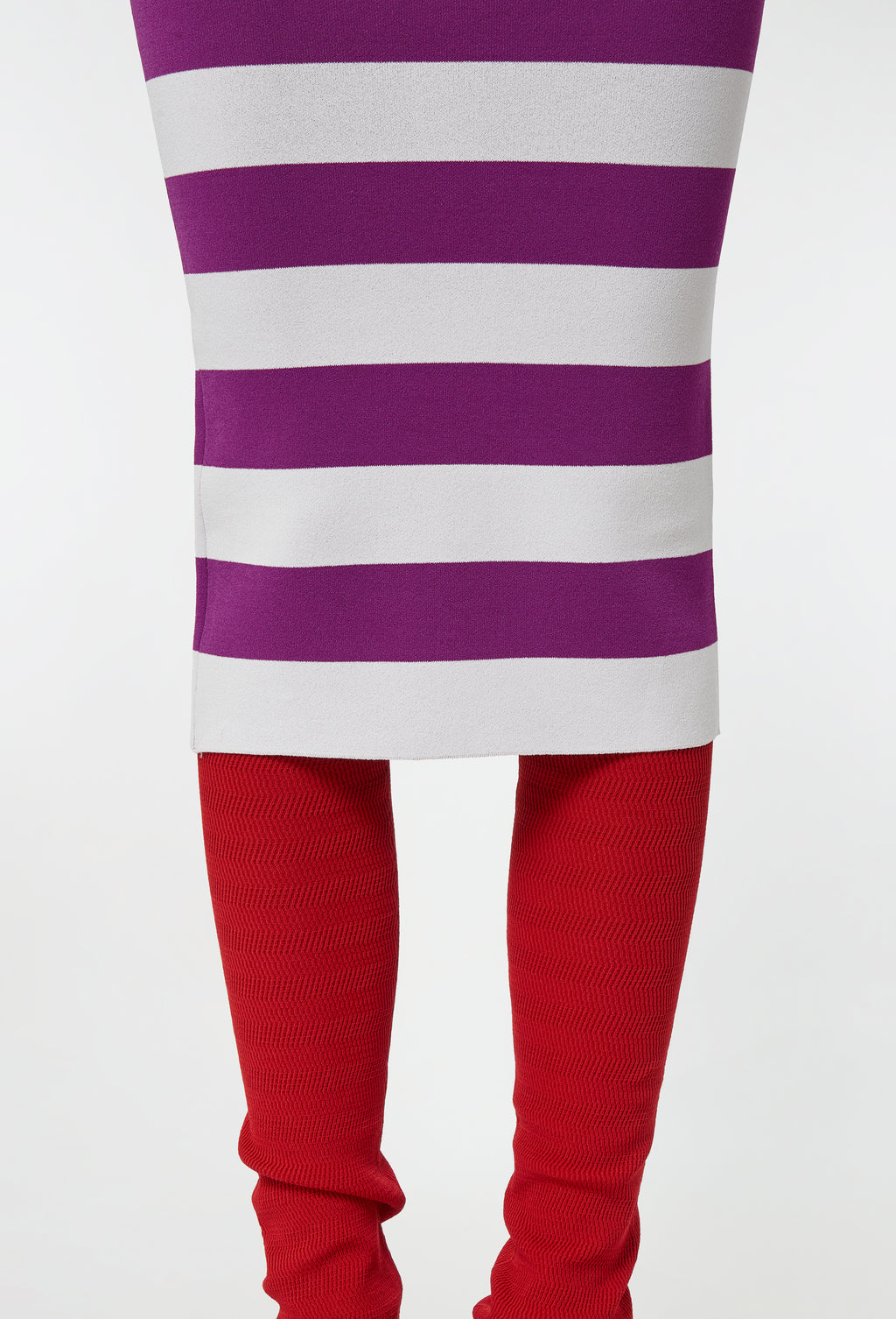 Knit Striped Midi Skirt in Cyclamen and White