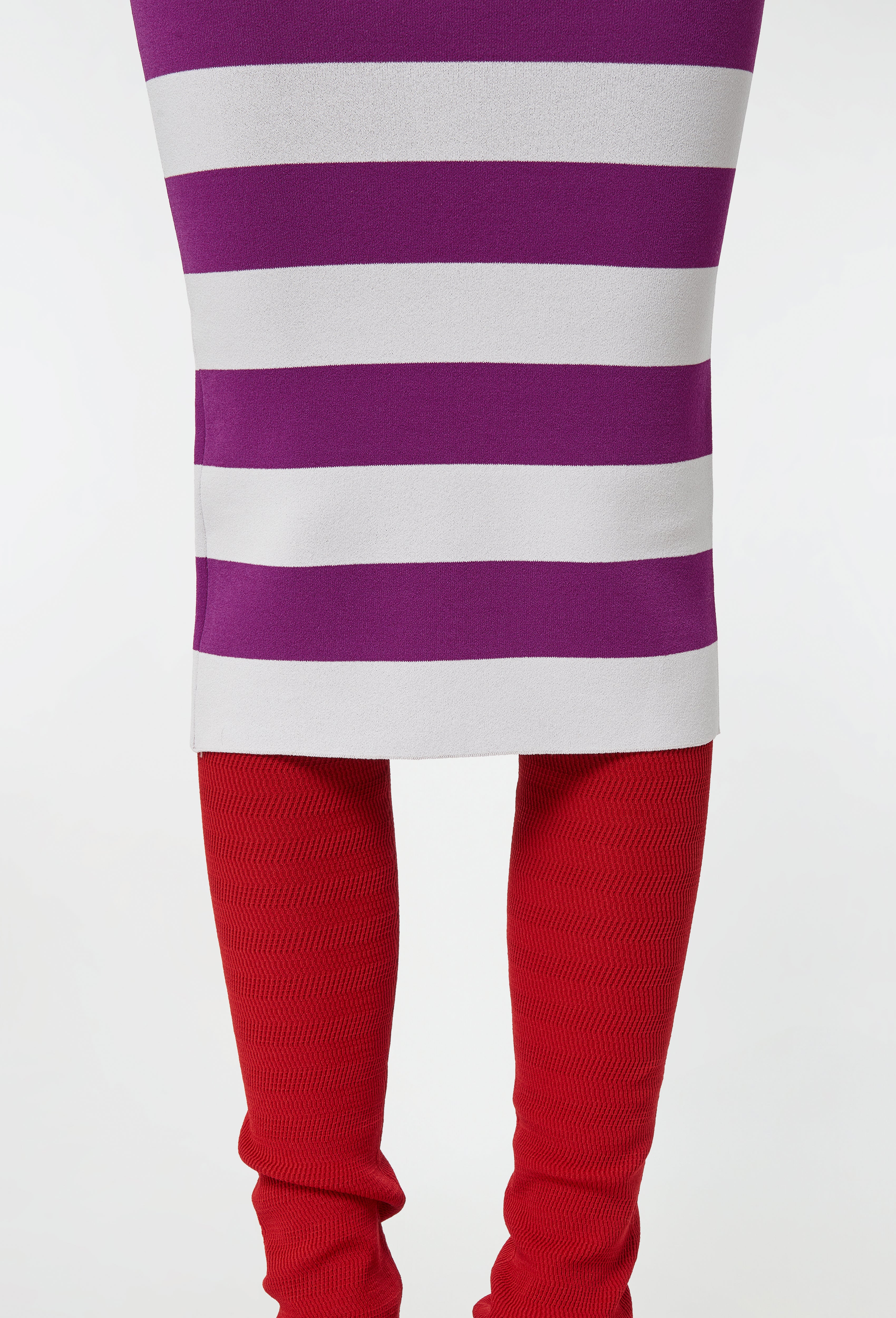 Knit Striped Midi Skirt in Cyclamen and White