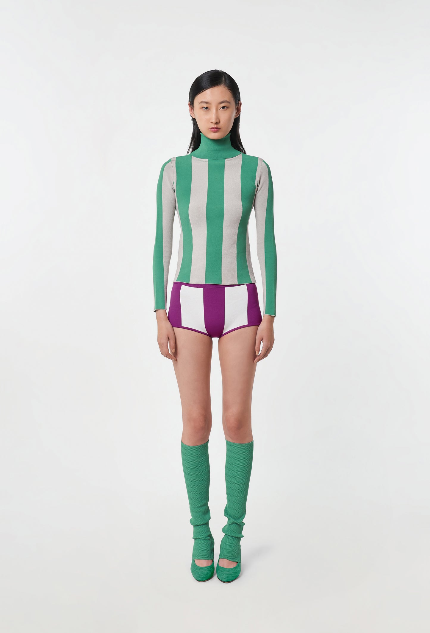 Knit stripe turtleneck top