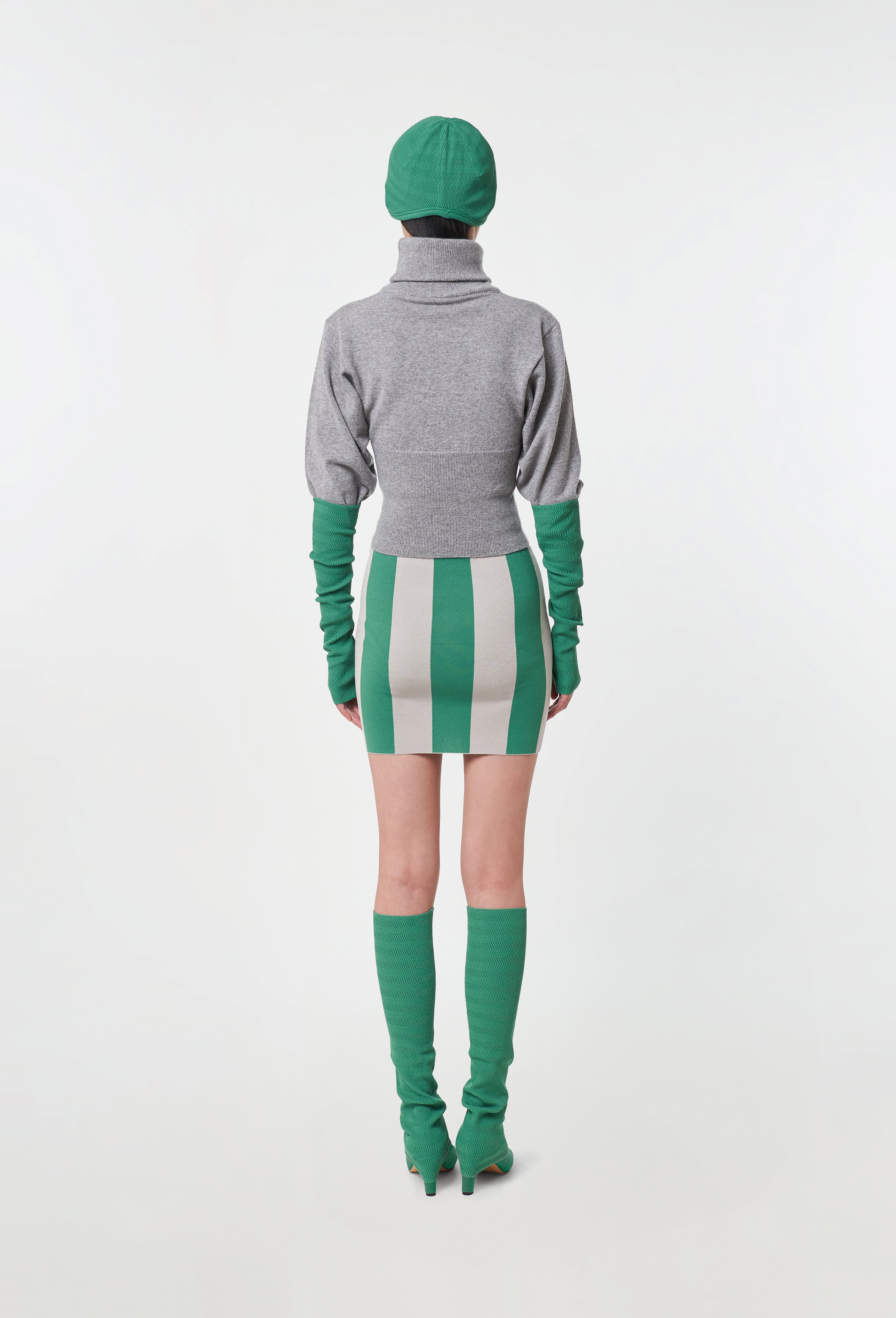 Knit TIF Turtleneck Top in Grey