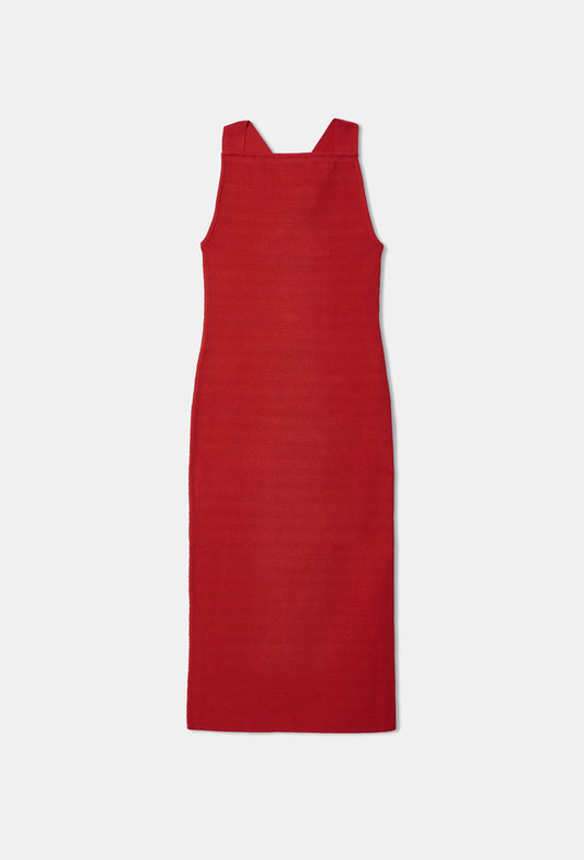 Knit geometric rib dungaree dress