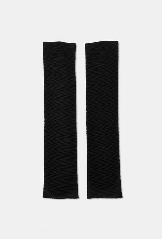 Knit geometric rib arm warmer gloves