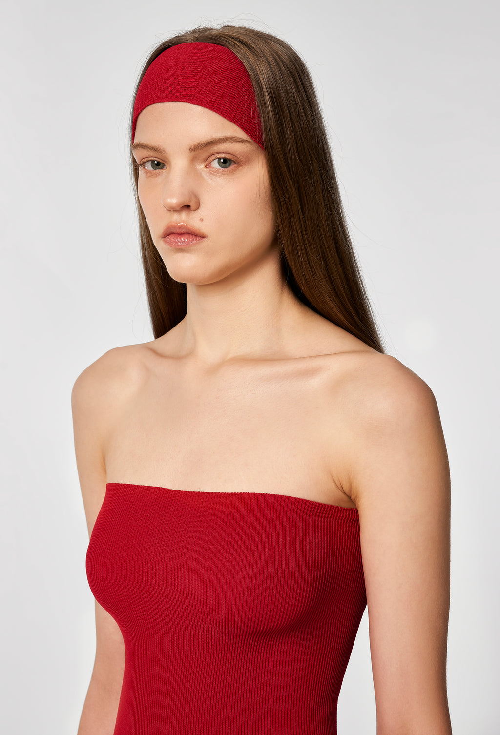 Knit Tube Jumpsuit in Apple Red