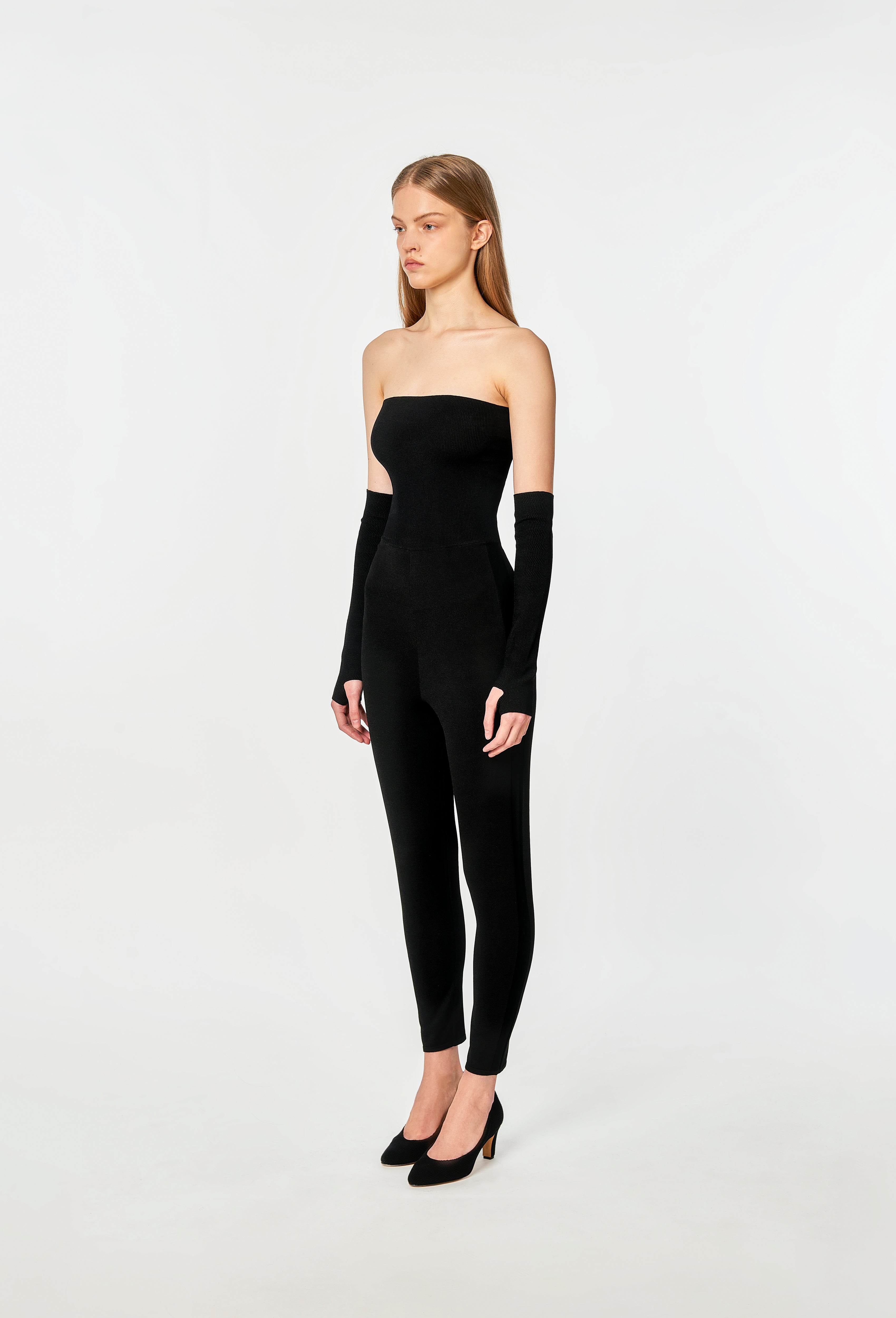Knit Tube Jumpsuit in Black