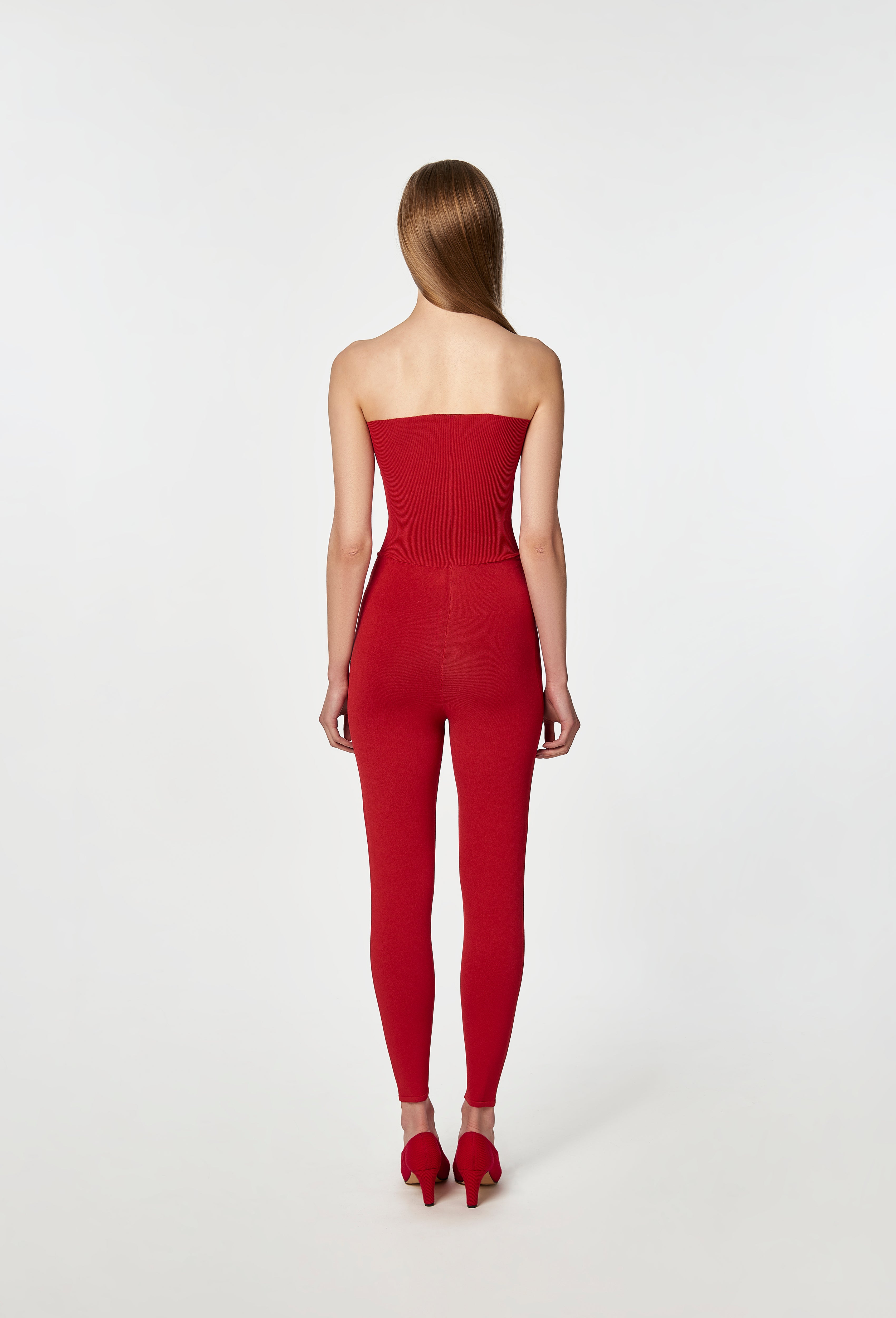 Knit Tube Jumpsuit in Apple Red