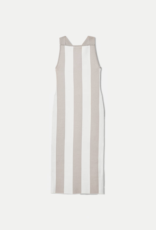 Knit stripe dungaree dress